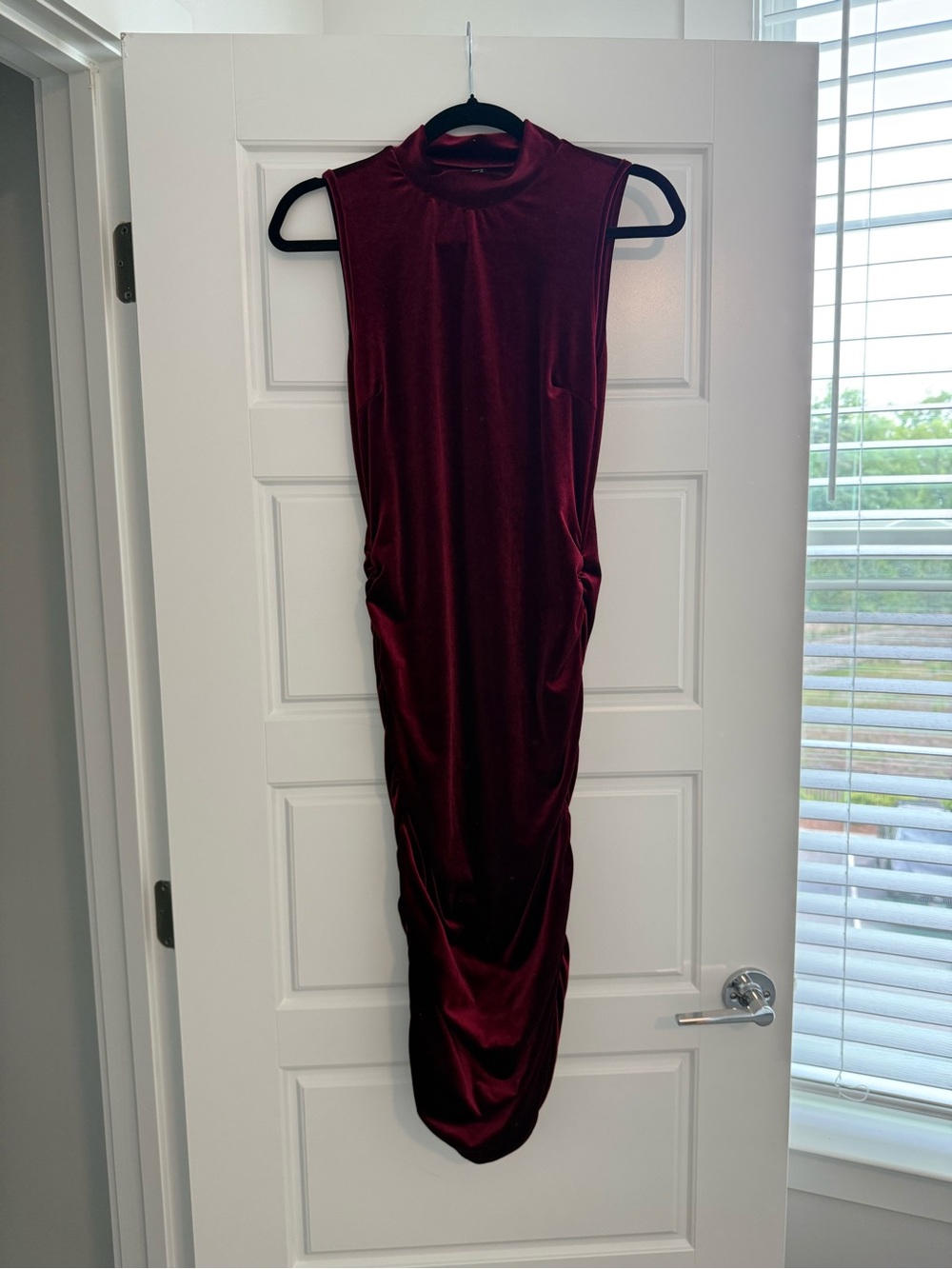 Red Velvet High-Neck Dress